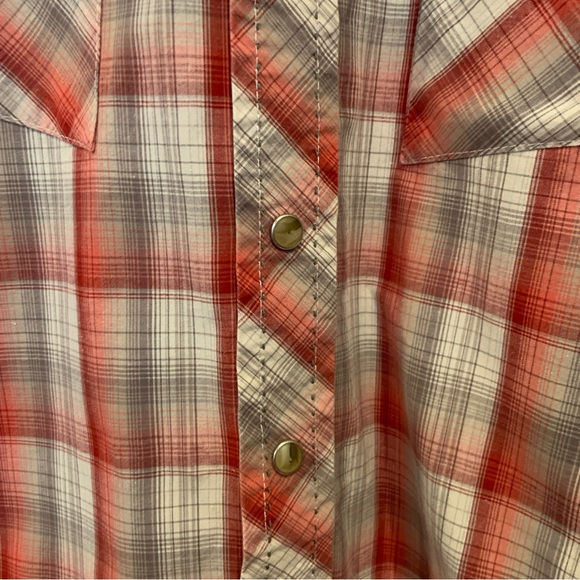 Custom Made Rolling Stone Graphic Wrangler Western Pearl Snap Plaid Shirt Sz M - Picture 6 of 8